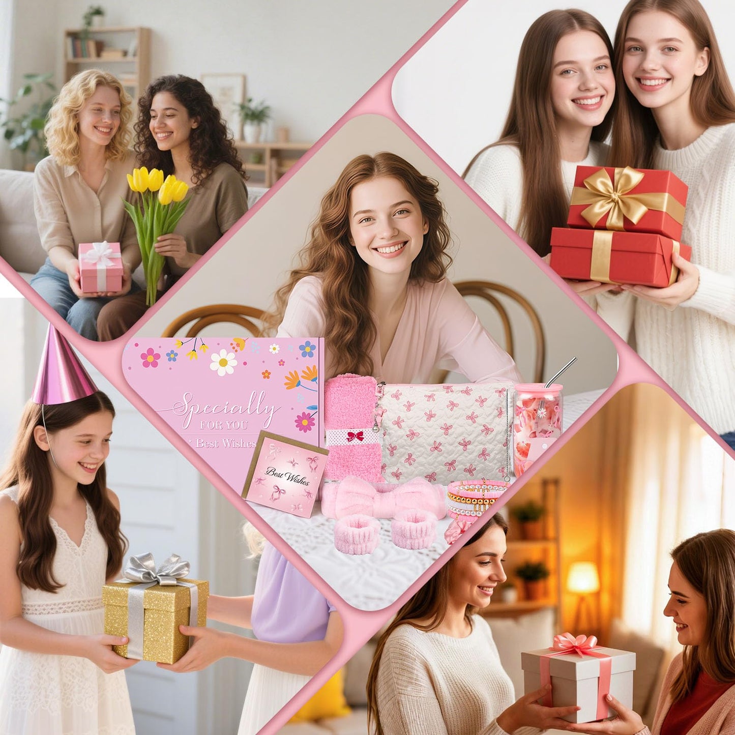 TUZELIYA Exquisite Birthday Gifts for Girls Teens - Best Birthday Presents for Her - Pink Unique Gift Baskets for Women - Back to School Gifts for Best Friends Girlfriend Daughter Mom Sister Coworker