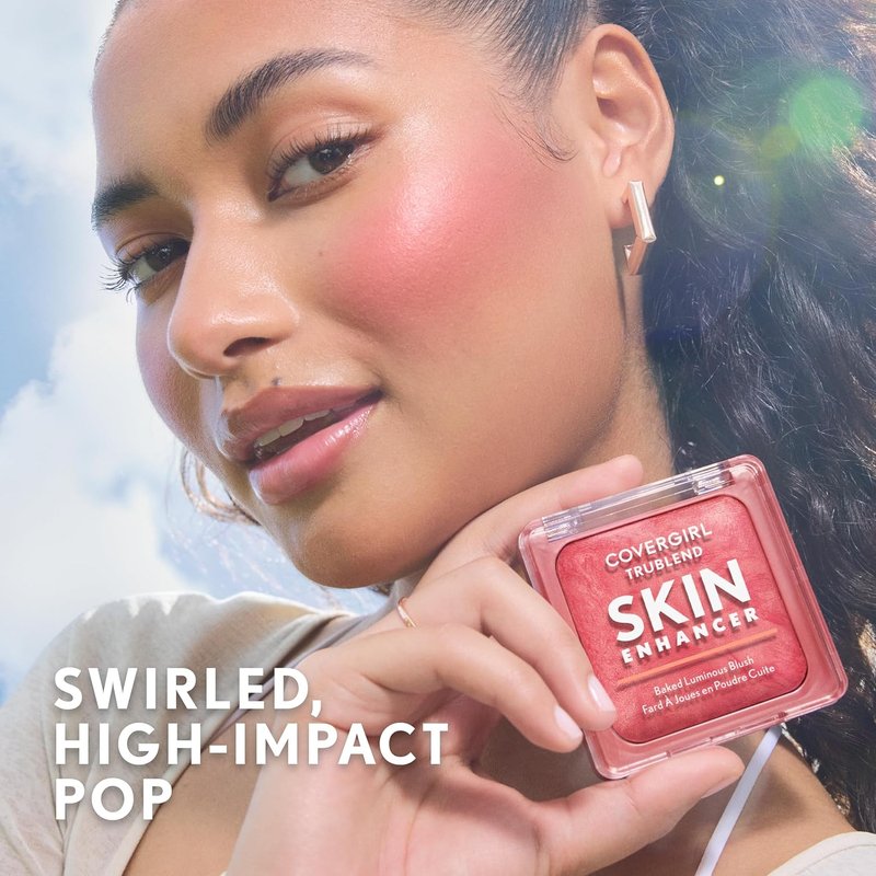 COVERGIRL TruBlend Baked Luminous Blush - Hyaluronic Acid & White Rose Extract, Rose Latte