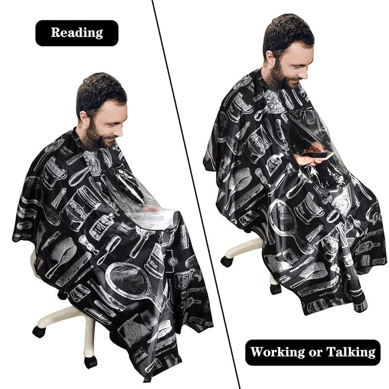 FEBSNOW Professional Barber Cape - Waterproof Hair Cutting Cape with Neck Duster Brush | Large Size