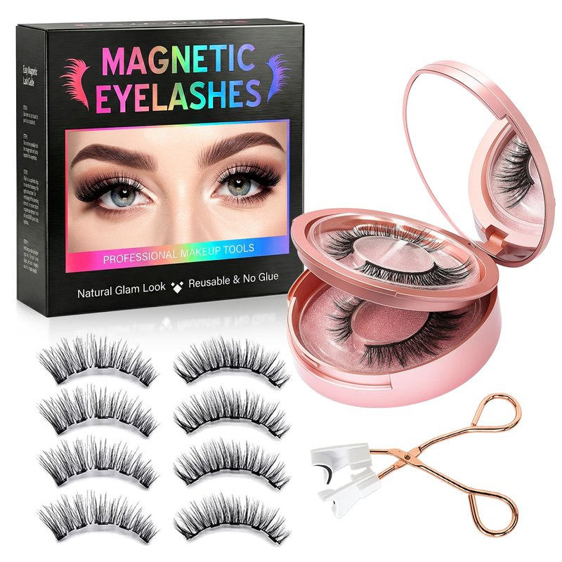 Magnetic Eyelashes, Light Weight Natural Look False Eyelashes with Applicator, Reusable & No Glue Needed