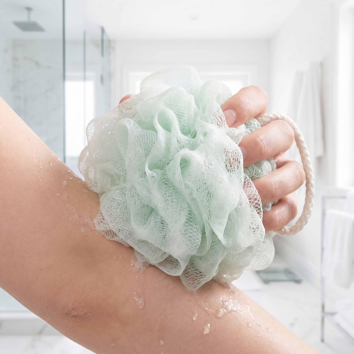 Travel Size Loofah with Case - Mini Exfoliating Body Scrubber, Portable Bath Sponge for Shower, Compact Shower Pouf for Women Men, Lightweight Travel Essentials, (C)