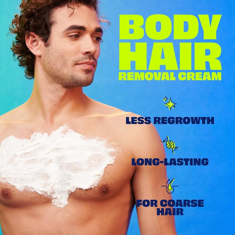 Nair Men Hair Remover Cream - Quick Body Hair Removal with Aloe & Lanolin | 12 Oz