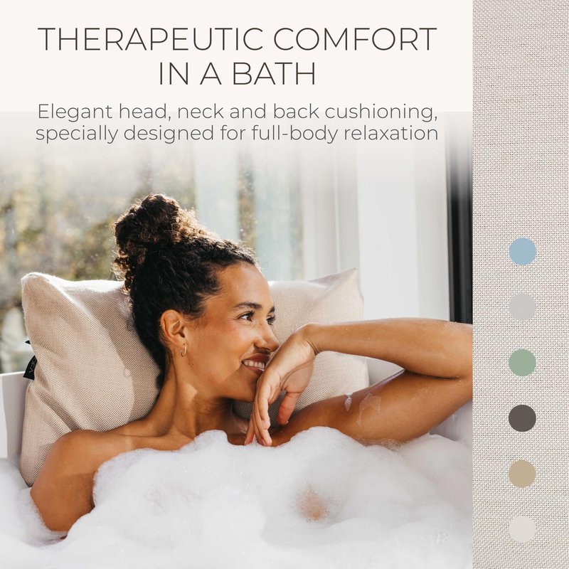 BADESOFA® Luxury Bathtub Pillow L - Large Bath Pillow for Therapeutic Neck and Back Support Quick-Drying - Full Body Bath Tub Cushion - Luxury Spa Cushion in Ivory Pearl