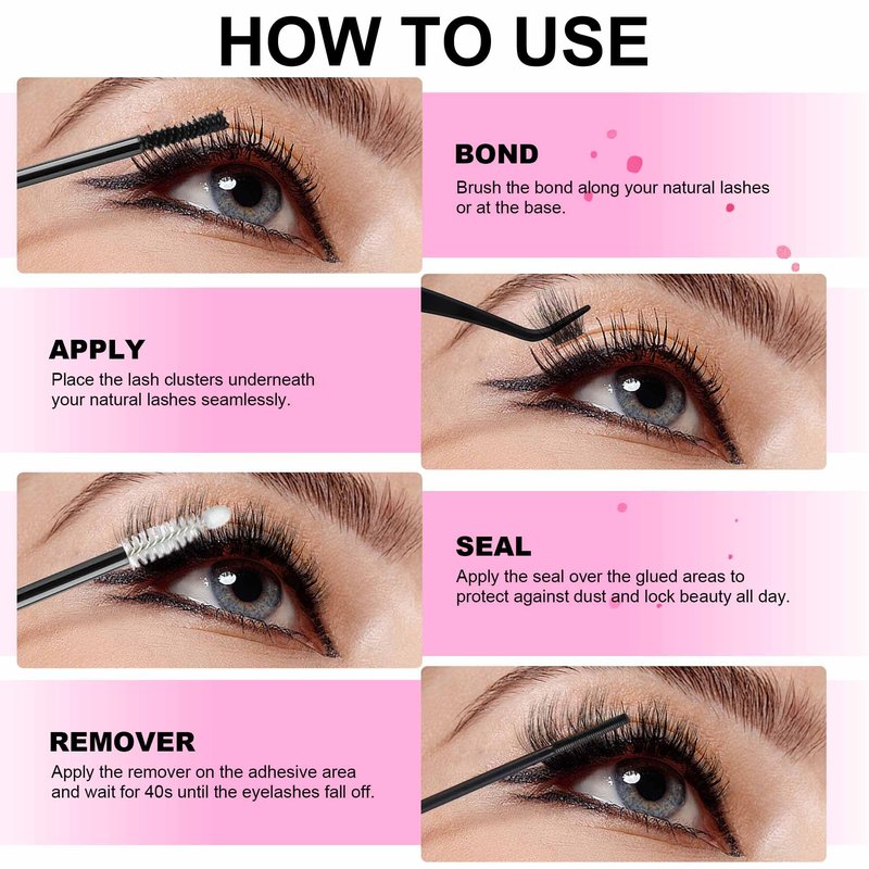 LA MAESII Lash Cluster Glue & Lash Remover, Lash Bond and Seal Kit Waterproof Bond and Seal Lash Glue, Lash Remover for Lash Extensions Home Use 10ml+5ml