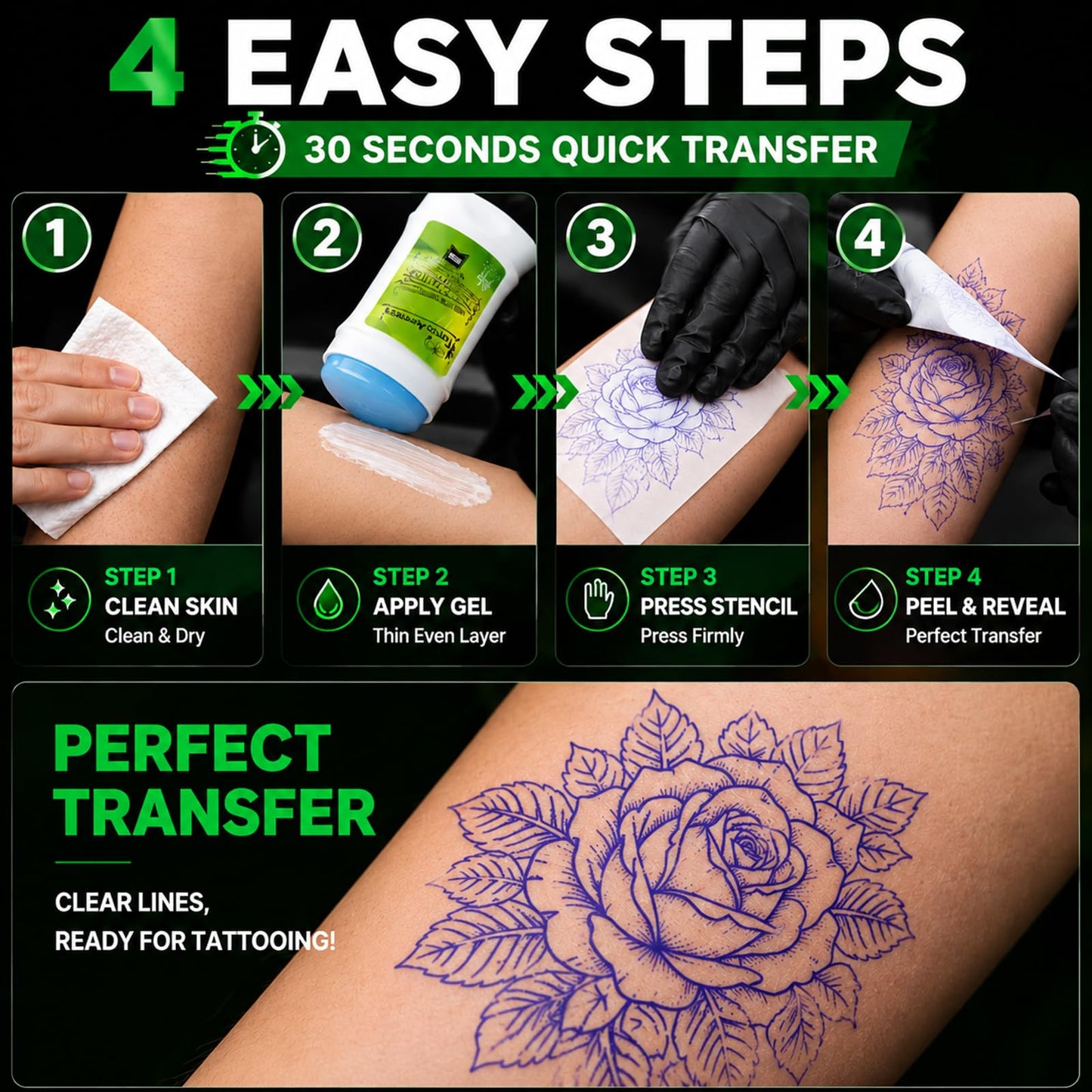 Rayyl Tattoo Transfer Gel - 2 Packs Tattoo Stencil Gel 60g (2.0 oz Each) Long Lasting Stencil Paper Transfer Cream with Twist-Up Design, Stencil Adhesive for Crisp Lines & Body Art Tattoo Supplies