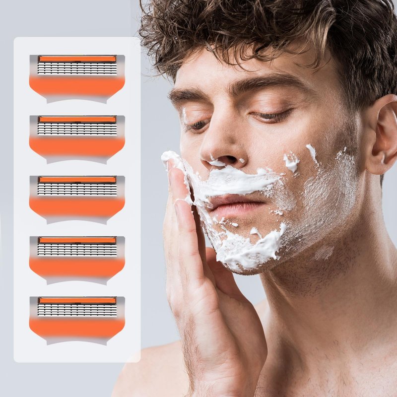 24Pcs Premium Razor Blades for Men - Compatible with fus-sion 5 blades refills, 5-Layer Stainless Steel Cartridge Refills Compatible with Fus-sion 5 Style