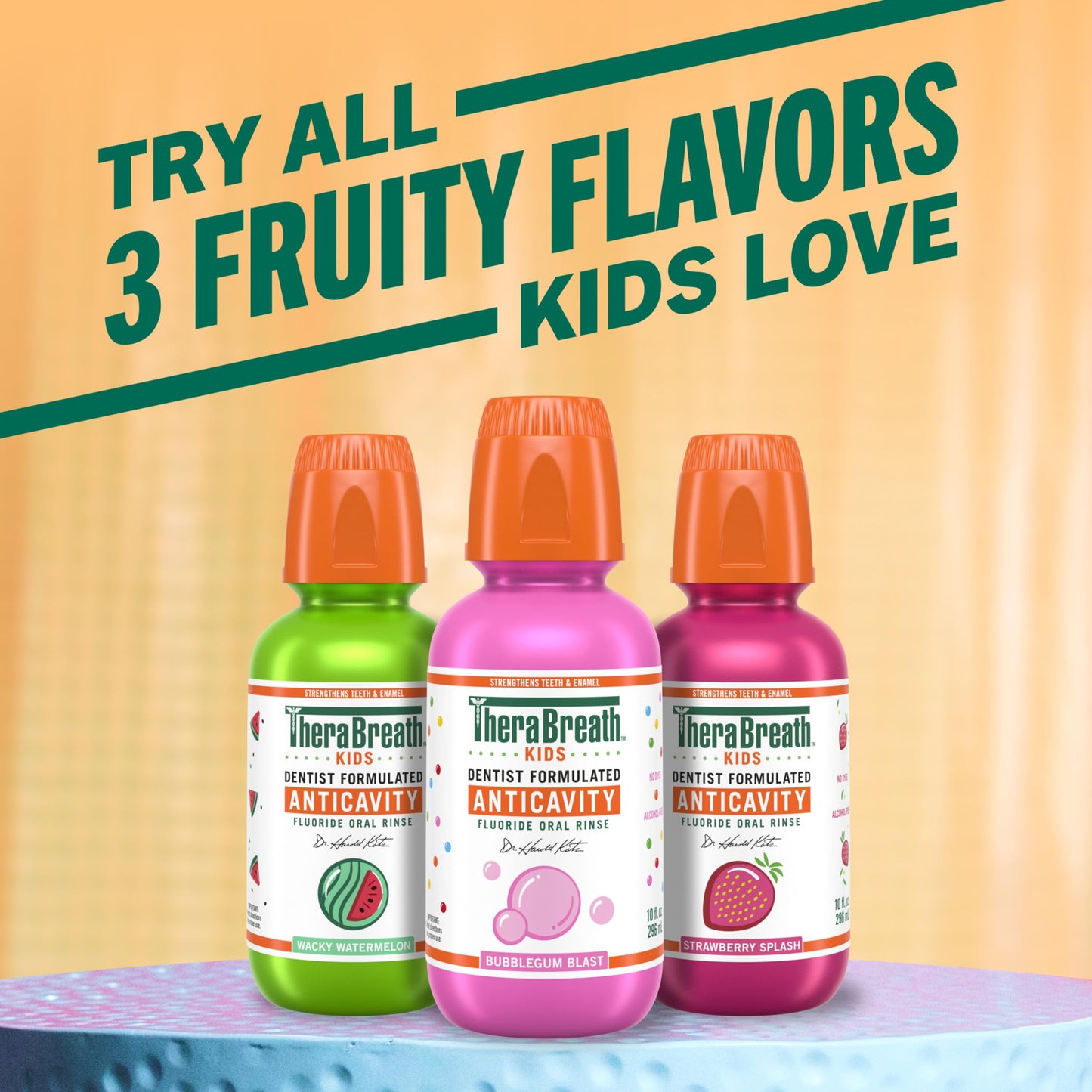 TheraBreath Kids Anticavity Fluoride Oral Rinse, Strengthens Teeth & Enamel, Alcohol Free & Dye Free, Certified Organic Bubblegum Blast Flavor, 16 Fl Oz, 2-Pack