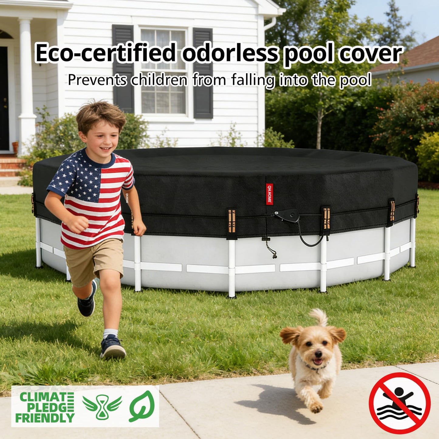 QH.HOME 12ft Round Pool Cover,[Ultimate Windproof & Tear-Resistant Fabric],Snug Fit with Patented Ratchet & Weight Rings,Solar Pool Cover for Above Ground Pools, Blocks Leaves &Waterproof