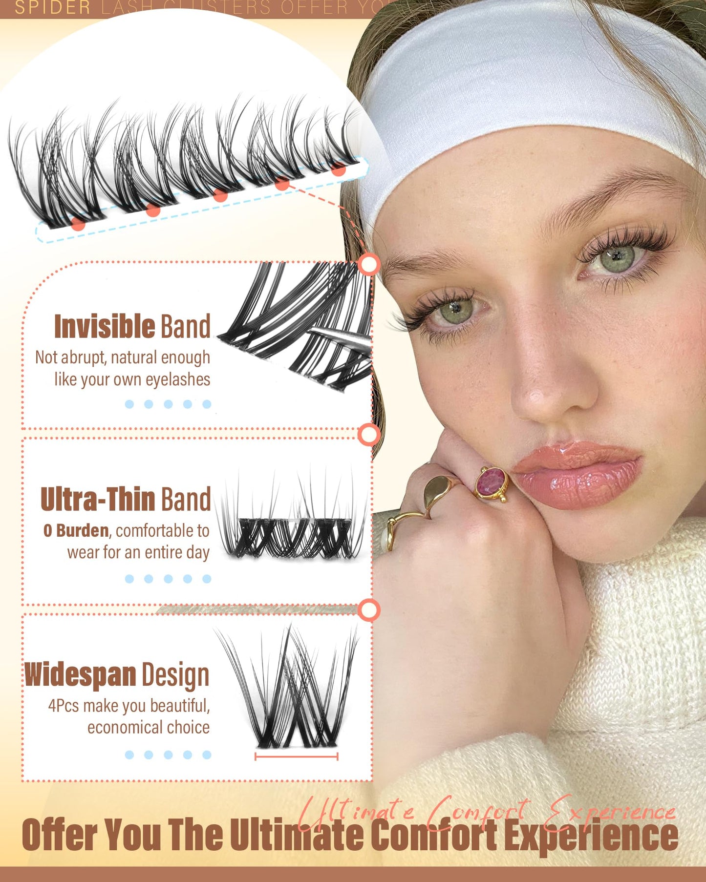 Spider Lashes Clusters Invisible Band Natural Eyelash Clusters CD-Curly Breeze Cluster Eyelash Extensions Spider Lash Clusters Wispy Cluster Lashes Natural Individual Lashes 10-16MM by Zegaine