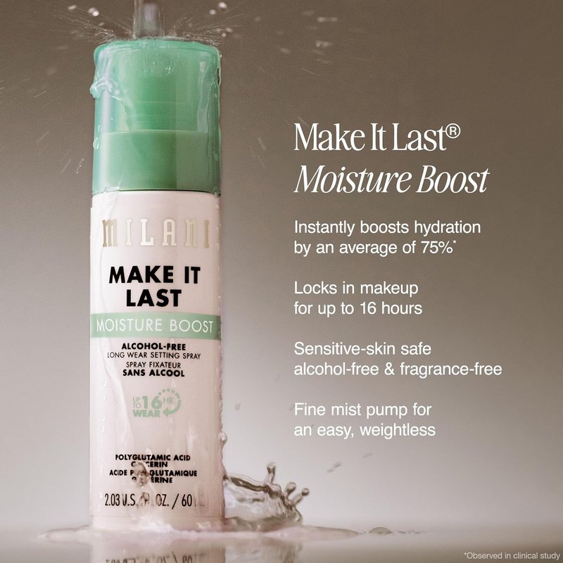 Milani Make It Last Moisture Boost Setting Spray - Hydrating Alcohol-Free Makeup Mist - 1 Count