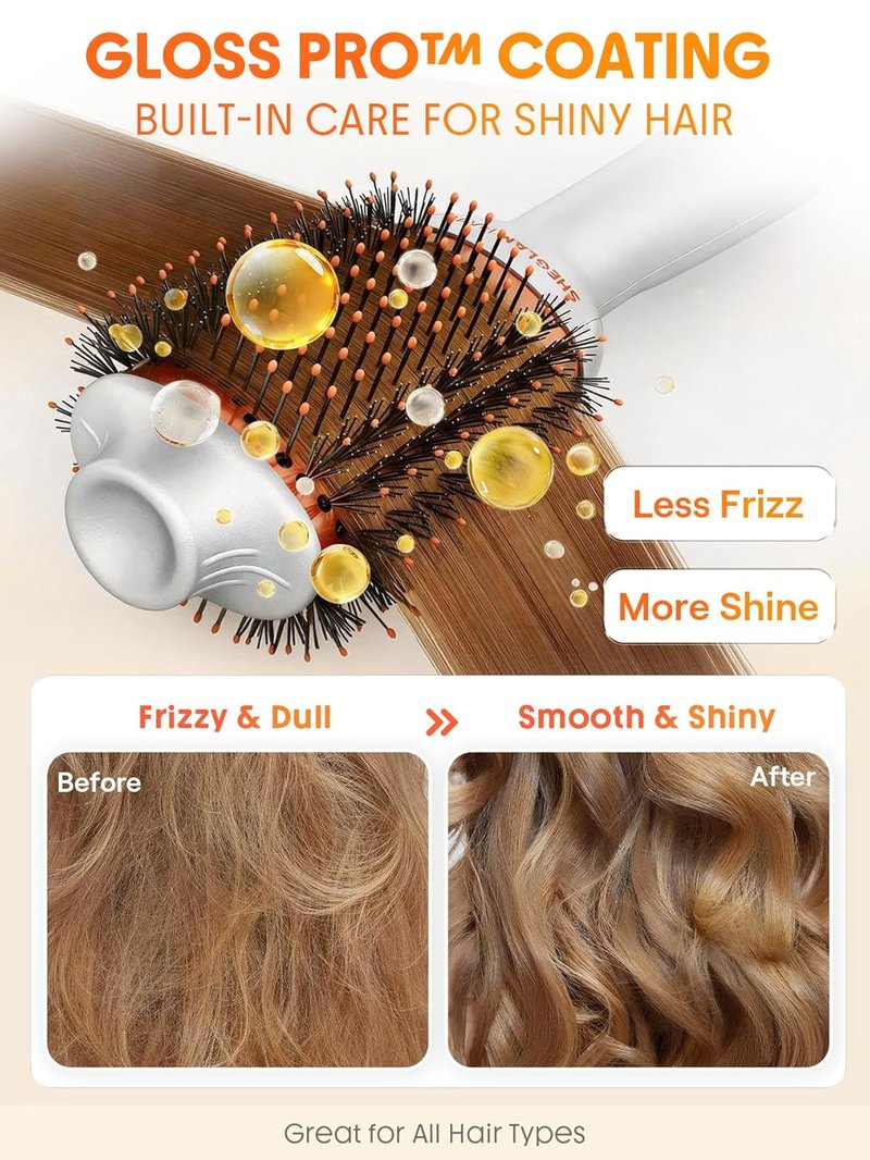 4-in-1 Hot Air Brush | Hair Dryer & Styler with 33000 RPM Motor, Ionic Bristles for Frizz-Free Blowouts, 3 Heat Settings