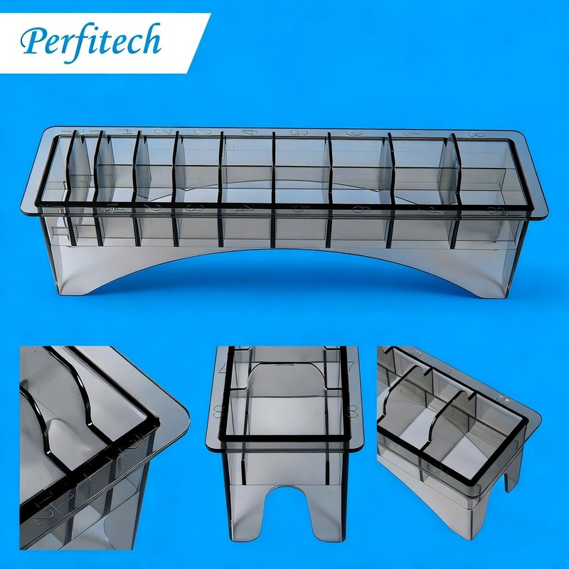 Perfitech Clipper Guard Holder Organizer with 10 Slots, Black, Sturdy Polycarbonate Material