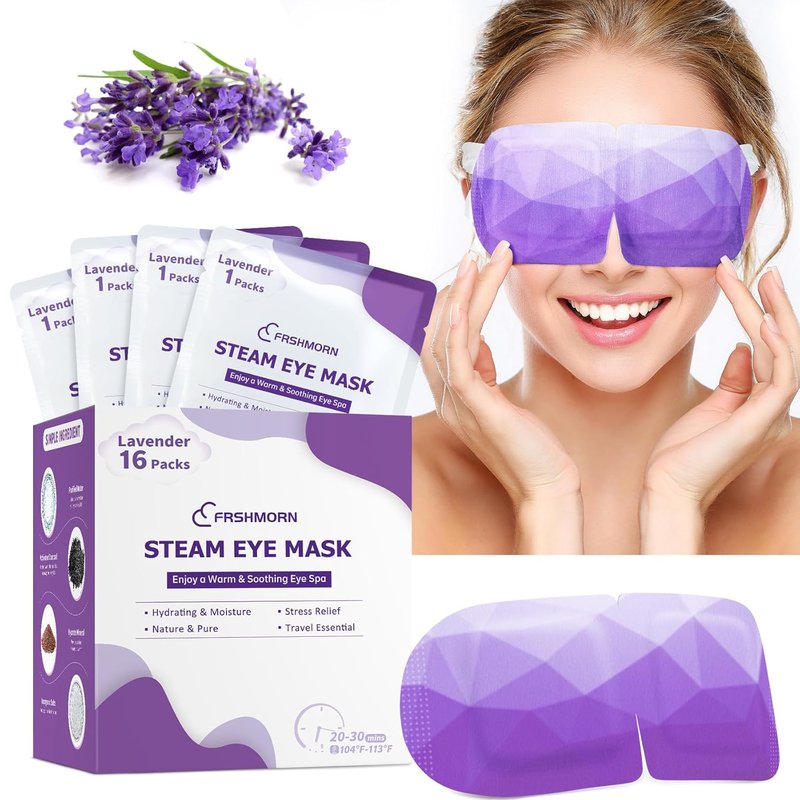 Heated Eye Mask for Sleeping - 16 Packs Self-Heating Steam Eye Masks | Lavender Warm Compress for Home, Office & Travel