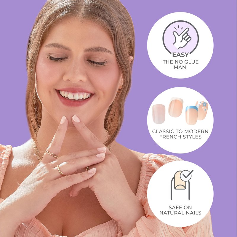 Kiss Impress No Glue Mani Press On Nails, French, 'Model', White, Short Size, Squoval Shape, Includes 30 Nails, Prep Pad, Instructions Sheet, 1 Manicure Stick, 1 Mini File