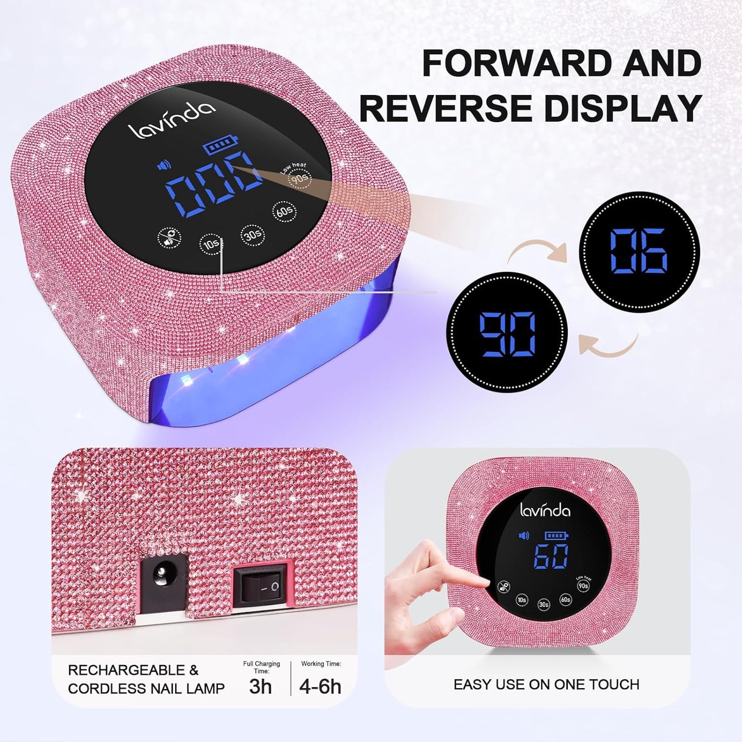 UV Nail Lamp - 54W Cordless Gel Nail Dryer with 4 Timers & LCD Display | Fast Curing Nail Art Tool