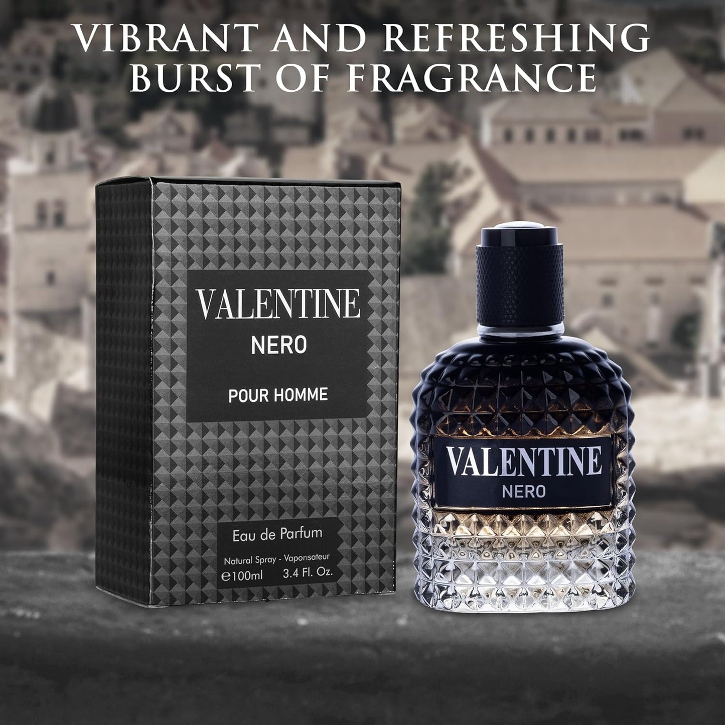 Valentine Nero for Men - Woody Aromatic Fragrance with Floral & Mineral Notes - 100ml Masculine Scent