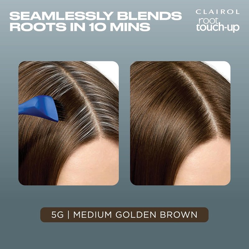 Clairol Root Touch-Up Permanent Hair Dye - 5G Medium Golden Brown | 100% Gray Coverage & Easy Brush Application | Pack of 2