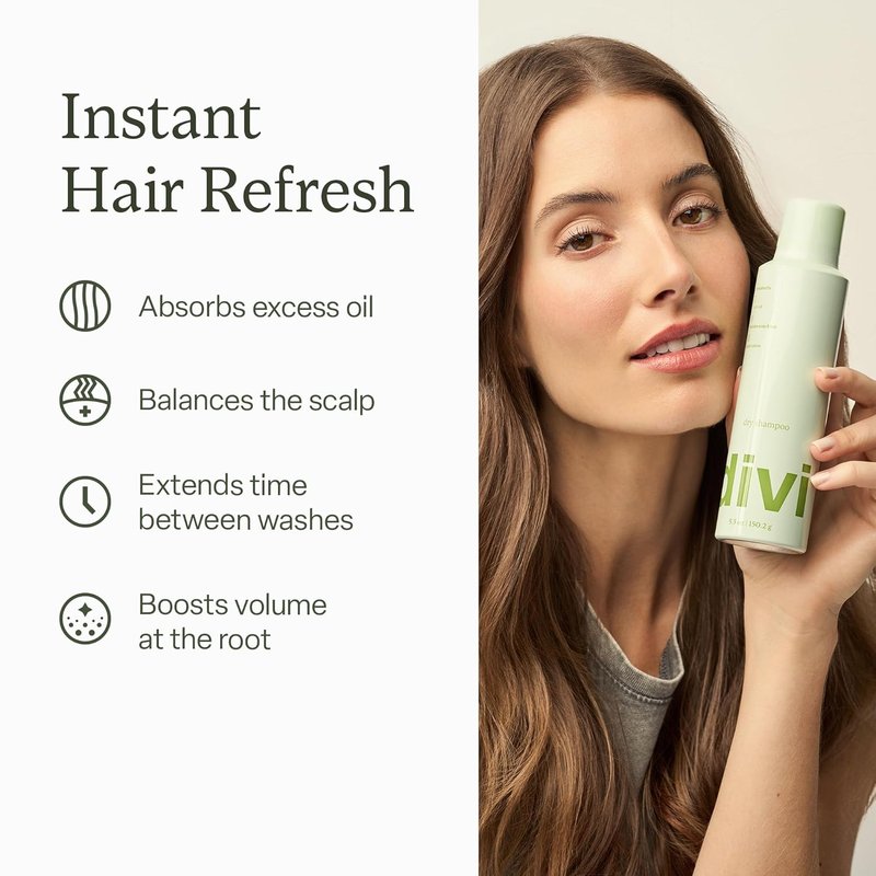 Divi Dry Shampoo Spray for Women - Formulated to Absorb Oil, Balance the Scalp and Extend Time Between Washes - Free of Benzene, Butane, Propane and Talc, 5.3oz (1 Pack)
