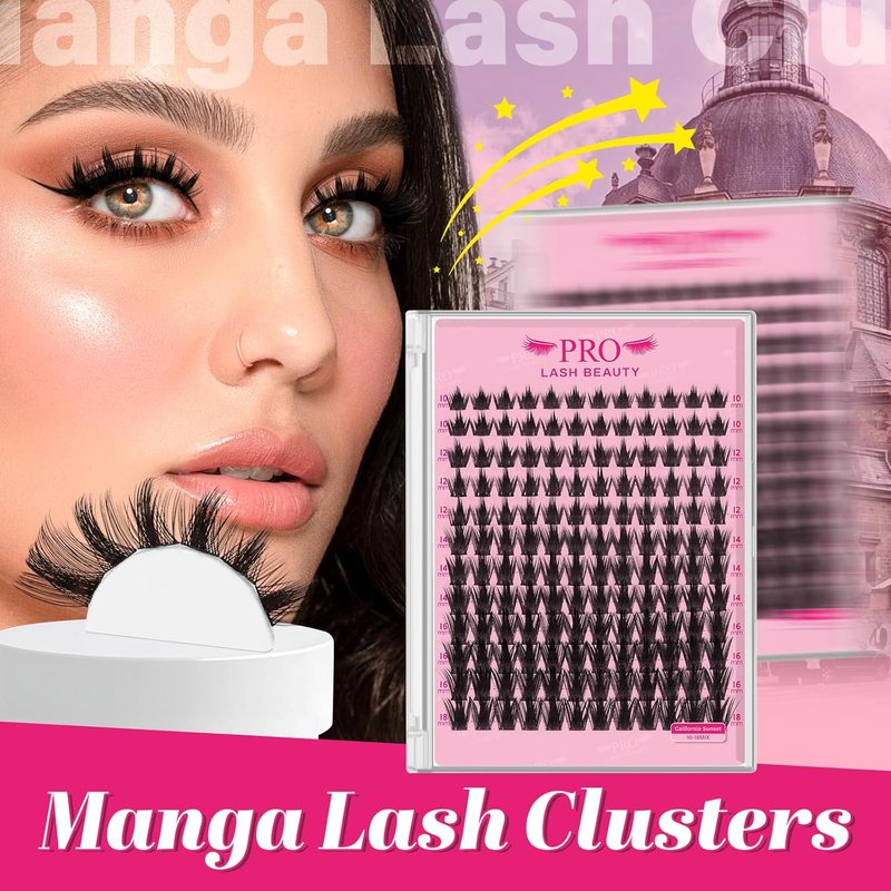 Manga Lash Clusters - California Sunset Eyelash Extensions | 10-18 Mixed, Reusable & Comfortable