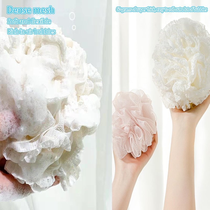 Bath Sponges Loofahs 65 Grams Large Size，2 Pack Shower Sponge Exfoliating Cleaning Bath Body Scrubber Balls for Scrubber Soft Mesh Shower Puffs Exfoliating for Women & Men Bath Accessories