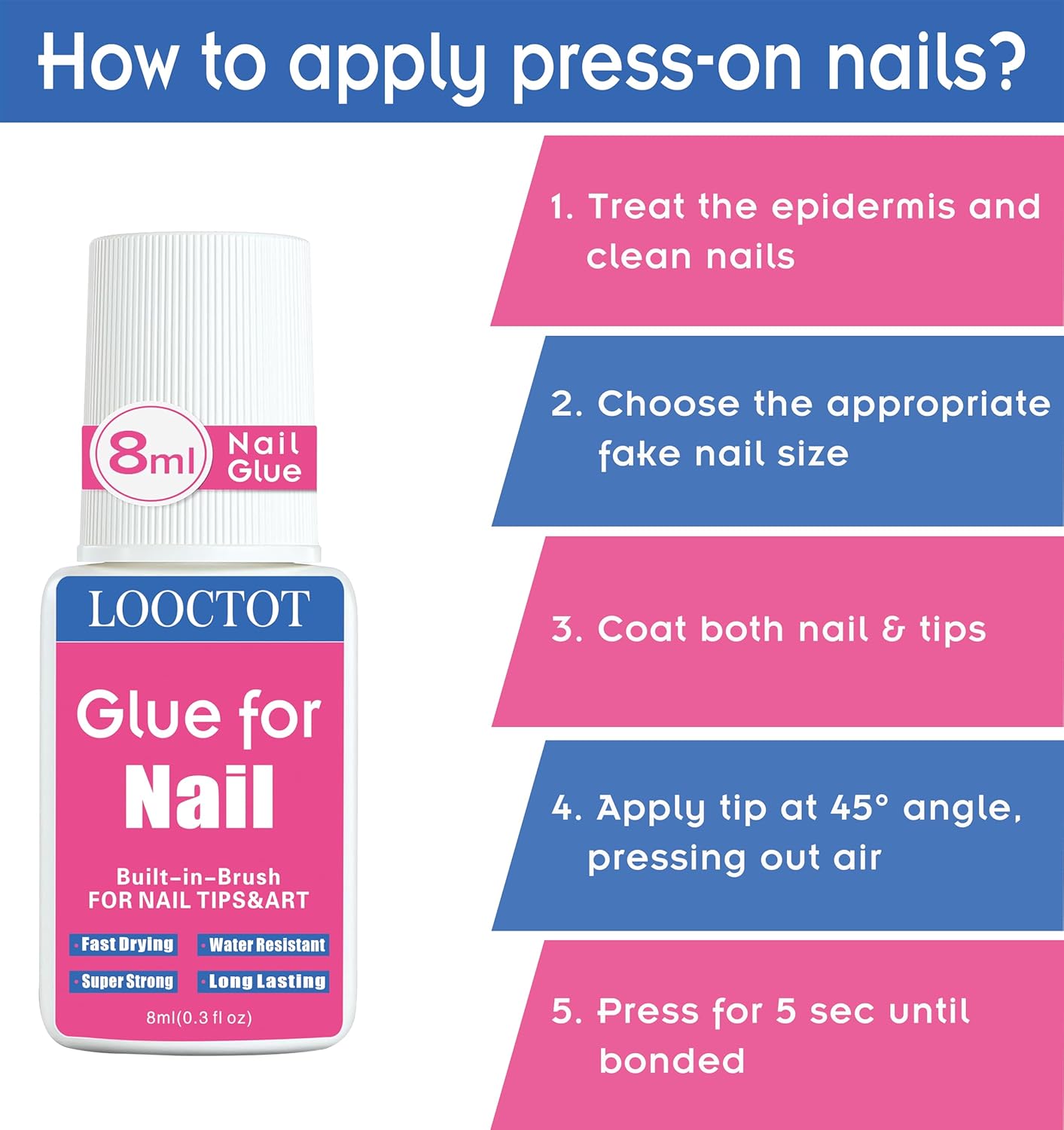 Skiennix Super Strong Nail Glue - Long Lasting Adhesive for Acrylic & Press-On Nails | 8ml (2-Pack)