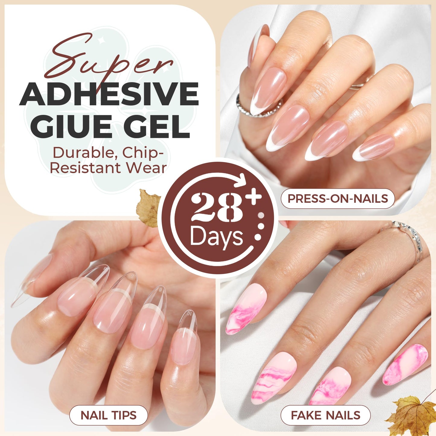 Super Strong Nail Glue Gel: 15ml Extension Gel Glue for Nail Tips Clear Acrylic Nails Long Lasting, Curing Needed U V for Press on Nails, Spring Nail Art