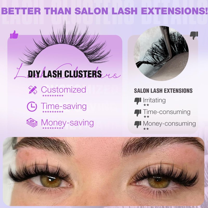 EYDEVRO Wispy Lash Clusters Natural Manga Eyelash Clusters 10-16mm Fairy Cluster Eyelash Extensions CD Curl Cluster Lashes Soft Thin Band Individual Lashes DIY Lash Extensions at Home