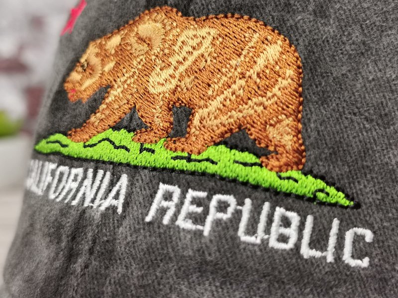 Hepandy California Republic Embroidered Bear Baseball Hat for Women Men Kids, Washed Black Snapback Embroidery Trucker Dad Hat Unisex