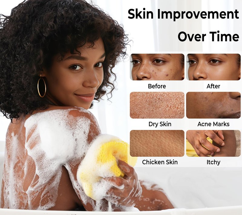 African Net Sponge Authentic - Exfoliating Back Scrub Bath Sponge with Handles - Afro Scrub Body Scrubber Exfoliator Washcloth - African Body Care Daily Use Shower Essentials