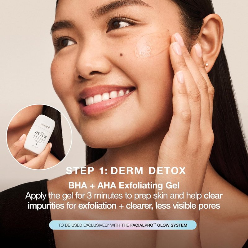 Shark FacialPro Glow Replenishment Kit - AHA + BHA Exfoliating Gel & Hydro Infuse Hydrator for Spa-Level Skin Care | Compatible with FacialPro Glow System