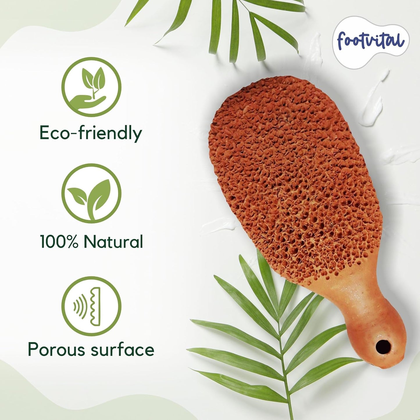 Terra-Cotta Pumice Stone for Feet - 100% Natural Callus Remover & Exfoliator, Dual-Sided Pedicure Tool