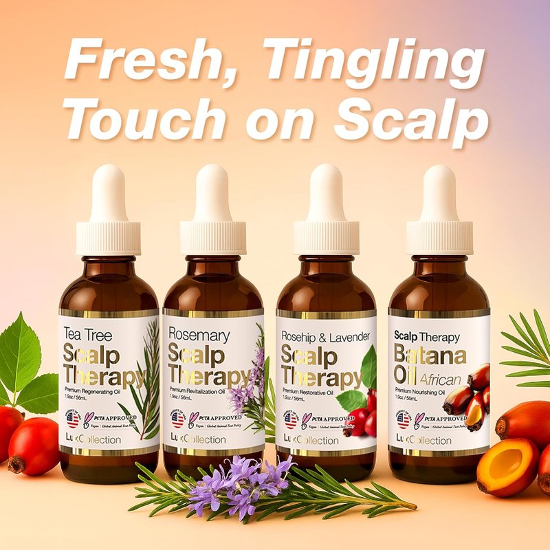 Scalp Therapy Hair Oil Blend - Intensive Moisturizing Treatment for Dry Scalp & Split Ends | 1.9oz Rosehip & Lavender