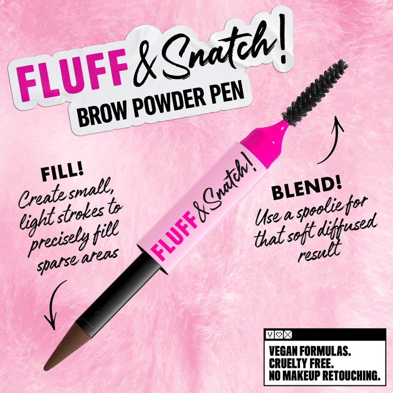 NYX PROFESSIONAL MAKEUP Fluff & Snatch Brow Powder Pen, Cream To Powder Eyebrow Pen For Soft, Defined Brows, Smudge and Transfer-Resistant Formula - Brunette