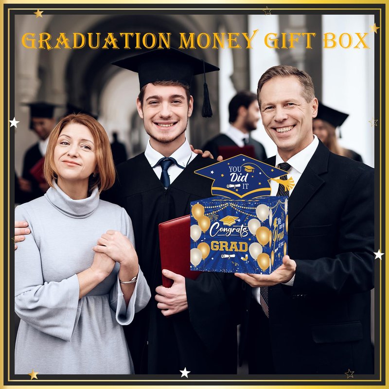 Meiidoshine Graduation Gifts, Graduation Money Box Blue, Surprise Grad Money Holder with Pull Out Card, Class of 2026 Funny Cash Gift Ideas for Boys Girls High School College