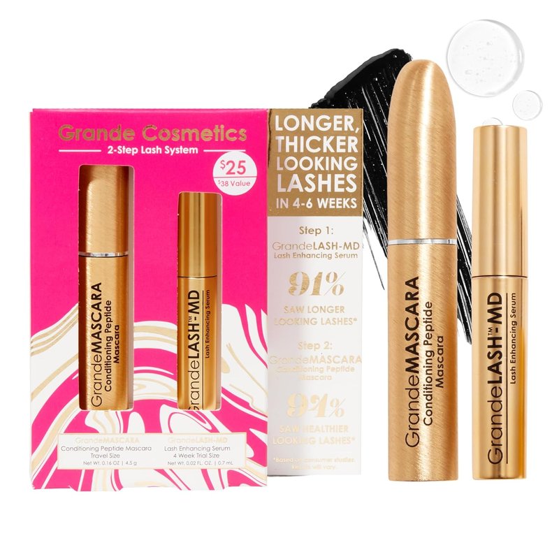 Grande Cosmetics Lash & Brow Care System - Multi-Step Enhancer for Longer, Fuller Lashes & Brows
