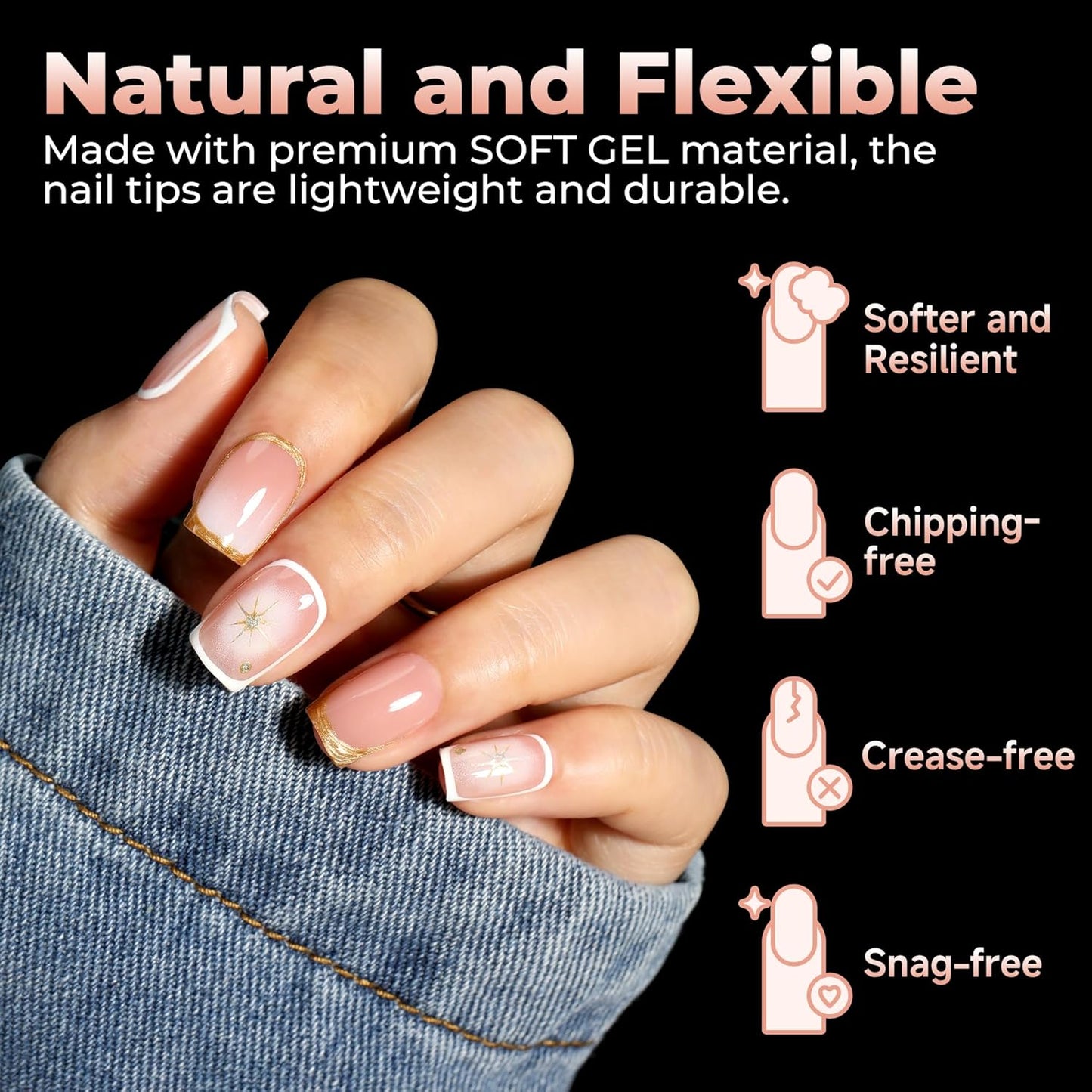 UNA GELLA Square Nail Tips - Pre-Etched Matte Extra Short Soft Gel Full Cover | 120pcs for DIY Salon Use