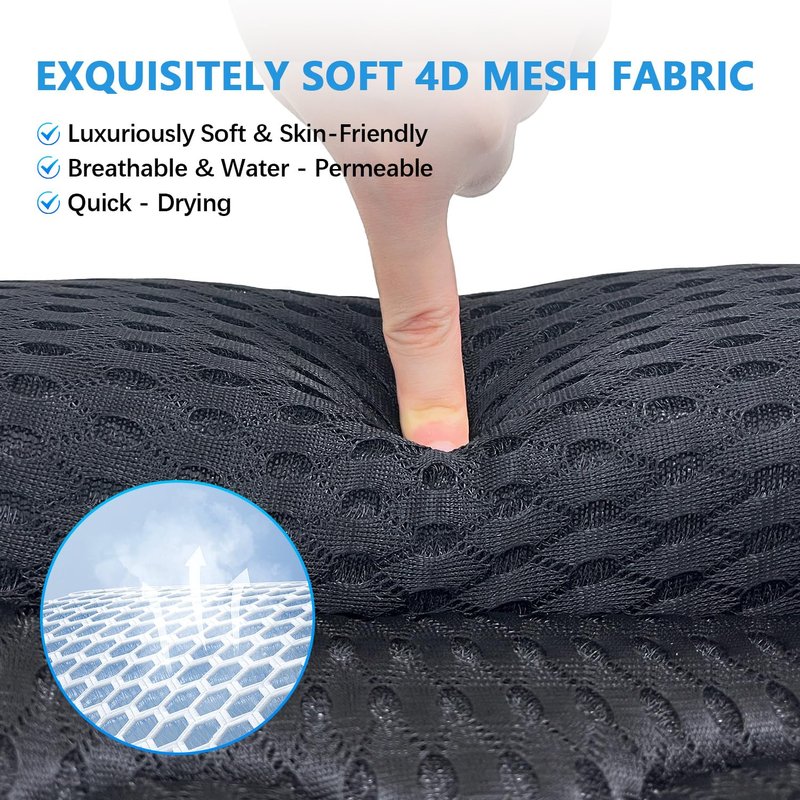 REEZEIVI Bath Pillows for Tub,Bath Pillow with 6 Non-Slip Suction Cups,Soft 4D Mesh Fabric,Bathtub Pillows for Tub Neck and Back Support,Extra Thick Luxury Bathtub Pillows,Black