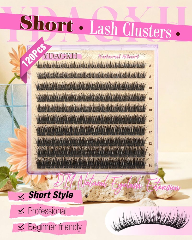 Short Lash Clusters 8-14mm Natural Cluster Eyelashes Ultra-Thin Band Cluster Eyelash Extensions Wispy Lash Extension DIY Silk Mink Eyelash Clusters Super Natural