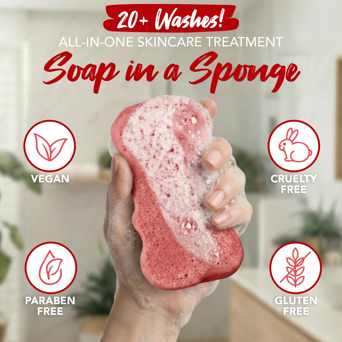 Spongeables Body Wash in a 20+ Wash Sponge, Pomegranate Punch, 1 Count