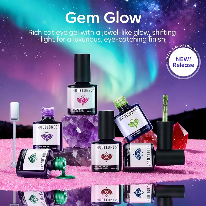 Modelones Cat Eye Gel Nail Polish Set - 6 Glitter Colors for Stunning Summer Nails | Soak Off & LED Compatible