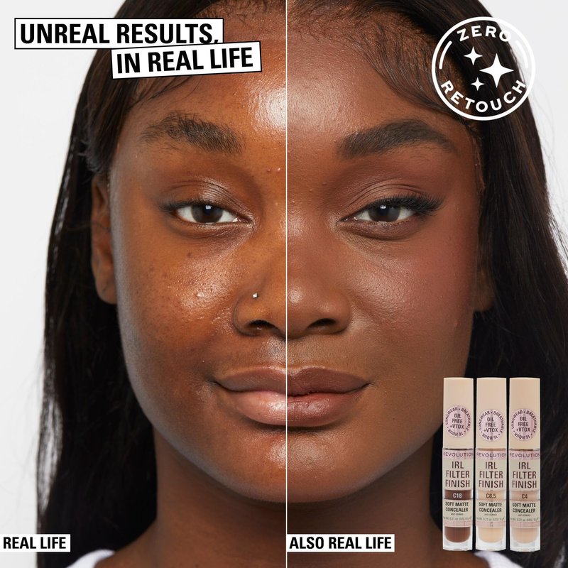 Revolution, IRL Filter Finish Concealer, Full Coverage, Oil-Free, Long-Lasting & Lightweight Formula, Infused with Hyaluronic Acid, Vegan & Cruelty-Free, C1, 0.21 oz