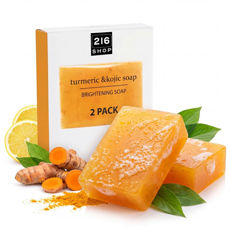 Kojic Acid Dark Spot Remover Soap Bars with Vitamin C, Retinol, Collagen, Turmeric - Original Japanese Complex Infused with Hyaluronic Acid, Vitamin E, Shea Butter, Castile Olive Oil (2 Pack)