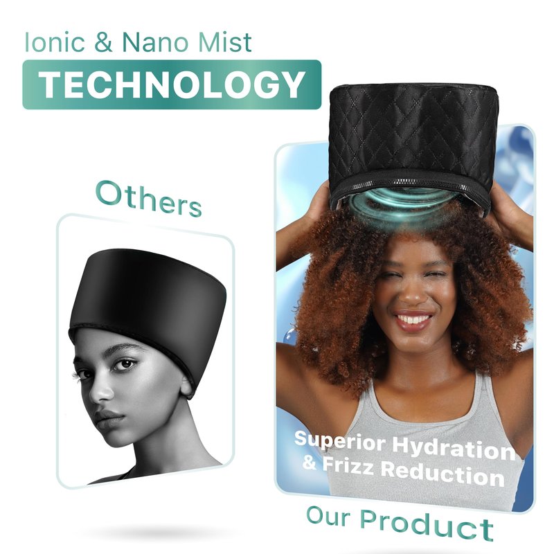 High-Power Hair Steamer Cap for Natural Hair – Deep Conditioning, Easy to Use, Adjustable Heat & Timer, At-Home Salon Treatment for Black Hair Care, Moisture & Repair Treatment for Healthy Hair