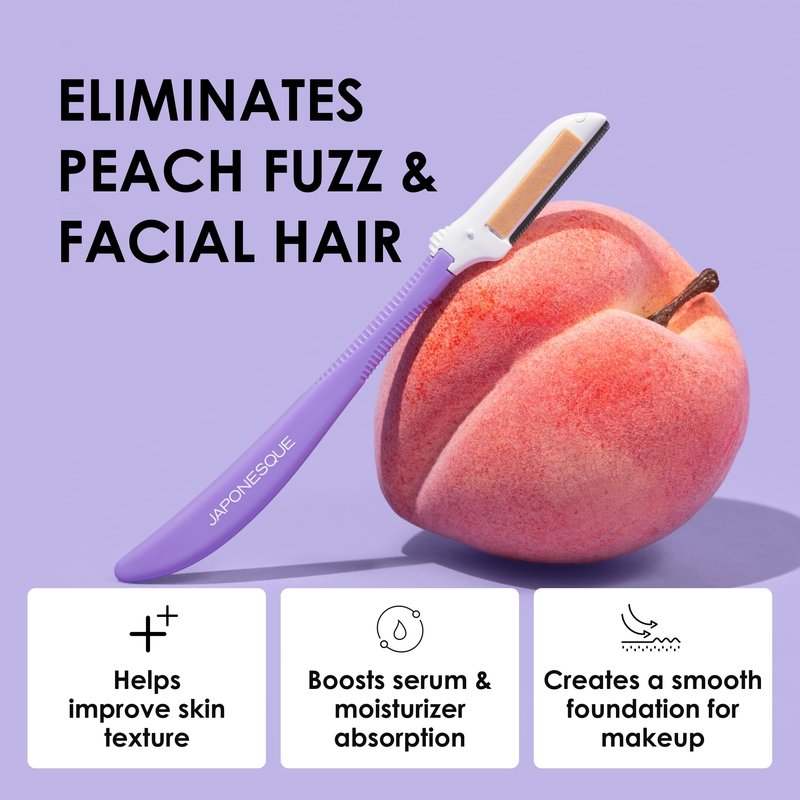 Japonesque Soothe+ Disposable Dermaplane Razor for Women Face; Facial Exfoliation, Hair Removal, Eyebrow Razor & Face Shaver for Women & Men. With Nourishing Jojoba. Stainless Steel Shave Tool Kit 3pc