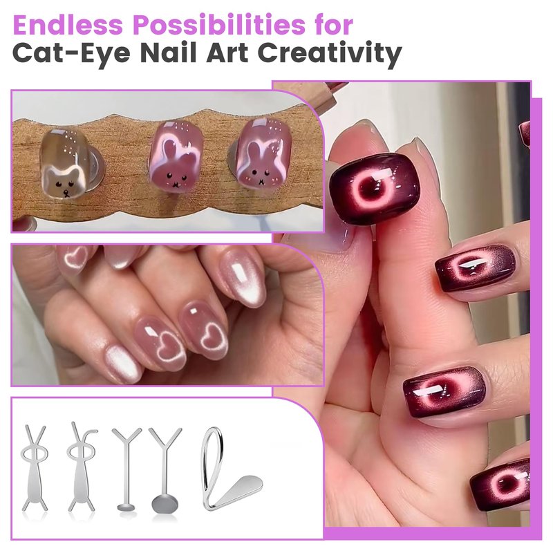Cat Eye Magnet for Nails,8 PCS Cateye Magnets, Cat Eye Gel Nail Polish Magnet Tools (8 PCS)