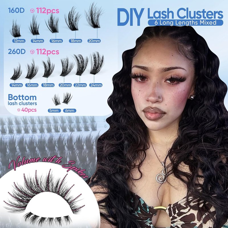 CORUSCATE Lash Clusters - 3D Volume Individual Eyelash Extensions | Wispy Spiky 12-22mm Lengths
