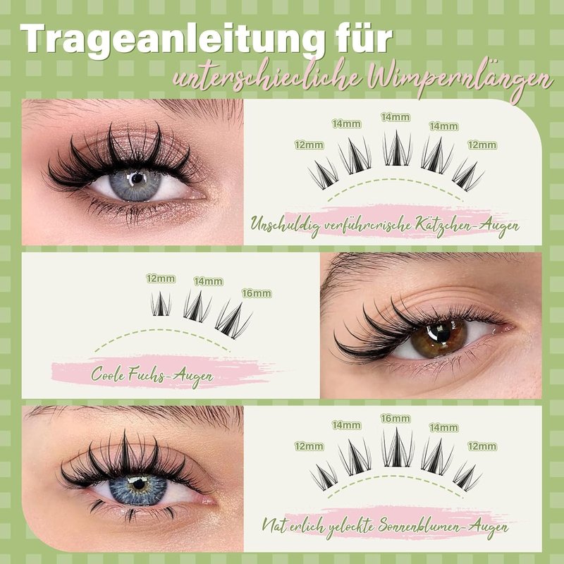 KEYYOU Fairy Lash Clusters - 144 Pcs D Curl Manga Eyelash Extensions | Wispy, Natural Look, Waterproof