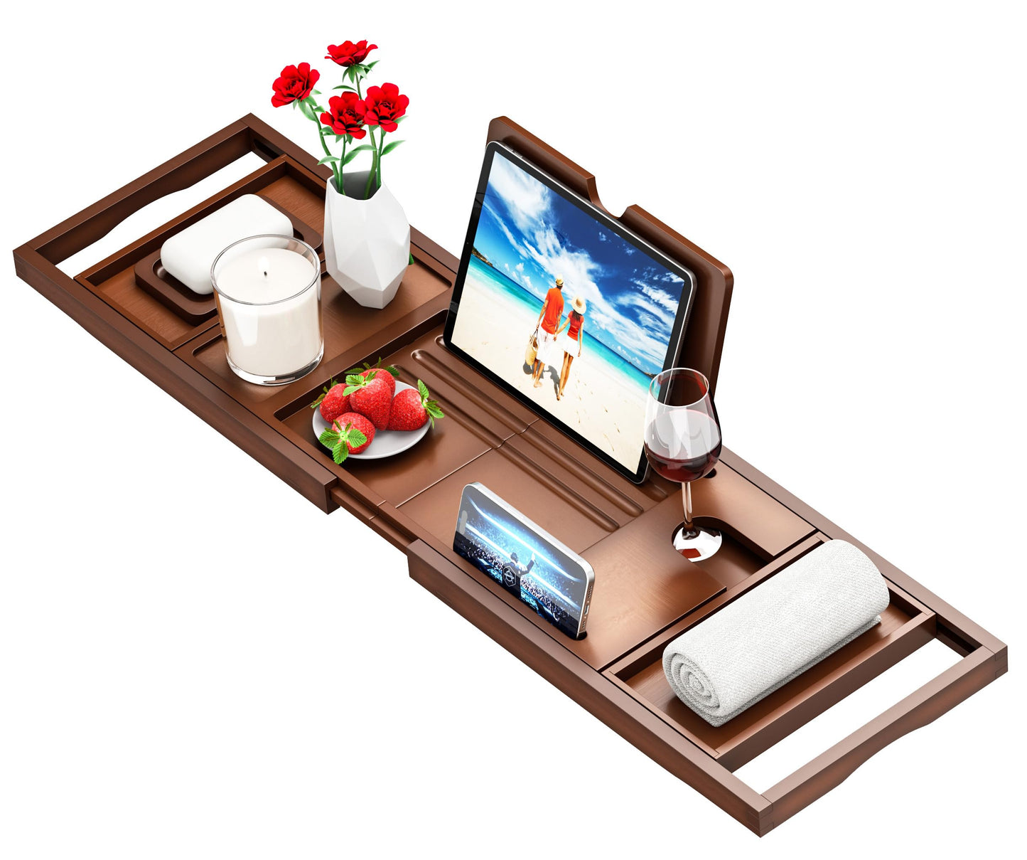 Premium Bathtub Tray Caddy - Bath Table Tray for Bathtub - Bath Tub Tray Table for Bathtub, Expandable Size, Fits Most Bath Tubs