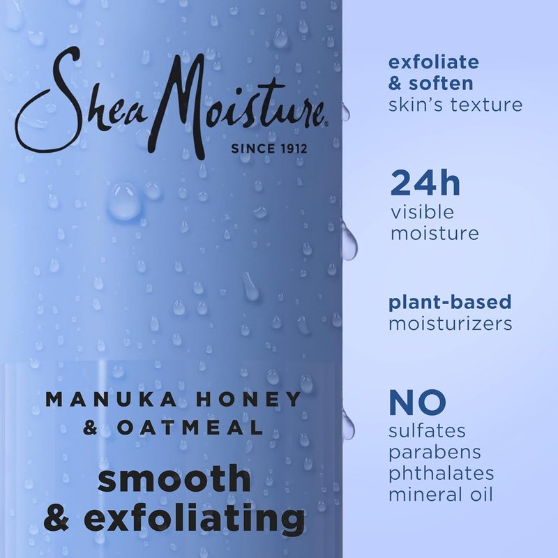 SheaMoisture Manuka Honey Oatmeal Body Wash - Smooth & Exfoliating for 24H Moisture | 18 oz