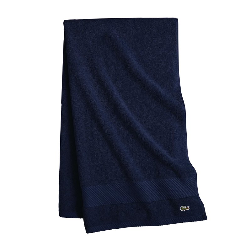 Lacoste Heritage 100% Supima Cotton Bath Sheet, Navy, 35" x 70" – Highly Absorbent & Quick Drying, Premium Super Soft Bath Towel, Bathroom Essential, Gift for All Occasions, Machine Washable
